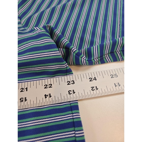 Peter Millar Polo Shirt Mens Large Blue Stripe Summer Comfort Golf No Logos - Picture 6 of 9